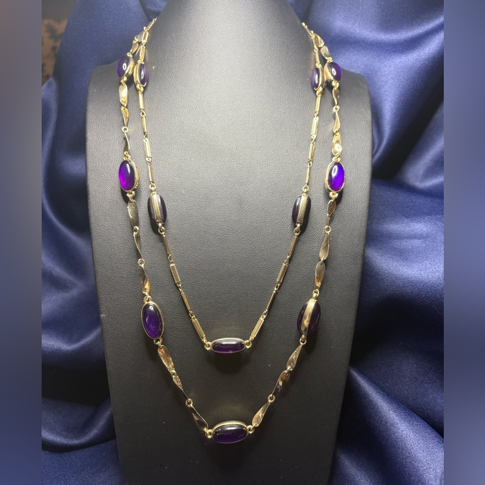 😎🌺Coldwater Creek Purple and Gold Layered Necklace